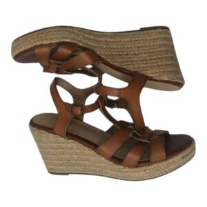 Rock & Candy Fola Wedge Sandals Women’s Size 7.5 Brown Strappy Espadrille Shoe